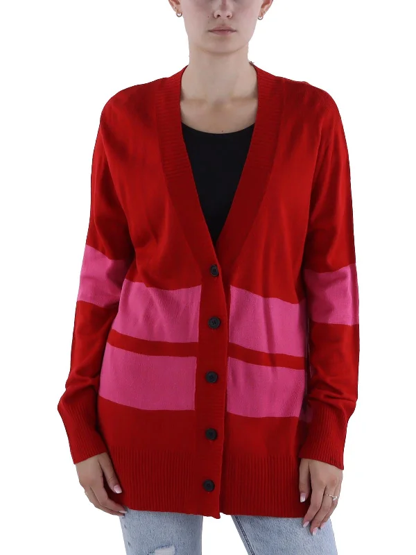 Womens V Neck Button Front Cardigan SweaterCultural Knit Tops